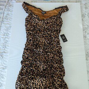 NWT Bodycon Express Leopard Print Off Shoulder Sexy Dress